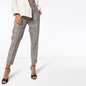 Isabel Marant - Ceyo checked high-rise slim pants Yellow/Grey Size 40 US 8 NWT